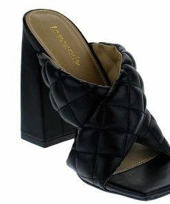 Lemonade Sponge Womens Quilted Square Toe Chunky Heel Sandals