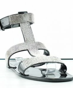 Bamboo Studs 11 Womens Rhinestone Caged Jelly Flat Sandals