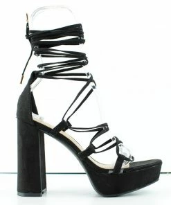 Bamboo Women's Stunning 01 Womens Strappy Wrap Up Platform Block Heel Sandals