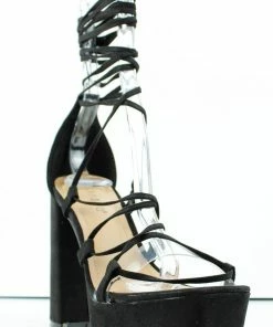 Bamboo Women's Stunning 01 Womens Strappy Wrap Up Platform Block Heel Sandals