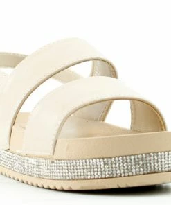 SBUP Women's Summer 31 Womens Platform Double Wide Strap Rhinestone Sandals