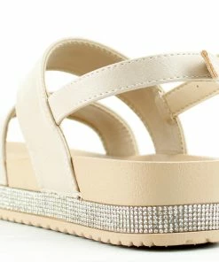 SBUP Women's Summer 31 Womens Platform Double Wide Strap Rhinestone Sandals