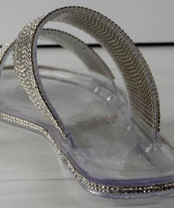 Top Moda Women's Surya 1 Womens Fully Double Rhinestone Embellished Flat Slip On Sandals