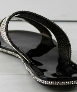 Top Moda Women's Surya 1 Womens Fully Double Rhinestone Embellished Flat Slip On Sandals