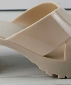 Top Moda Tiana 3 Women's Patent Slip On Chunky Low Heeled Sandals