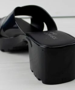 Top Moda Tiana 3 Women's Patent Slip On Chunky Low Heeled Sandals