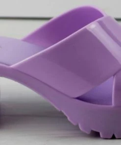 Top Moda Tiana 3 Women's Patent Slip On Chunky Low Heeled Sandals