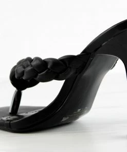 SHOE BARGAIN WAREHOUSE (WWW.SBWSHOES.COM) Tibi Womens Braided Thong Strap Slip On Square Toe Heels