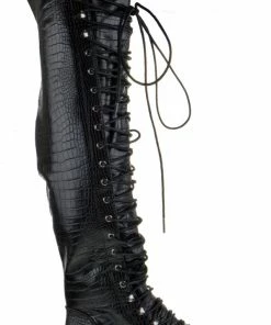 SHOE BARGAIN WAREHOUSE (WWW.SBWSHOES.COM) Travis 05B Women's Knee High Lace Up Combat Boots