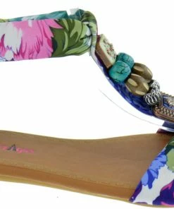 SBW Shoes Triba-1 Women's Floral Beaded Flat Sandals