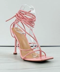 Top Moda Trick-1 Womens Strappy Stilletto Tie Up Sandals