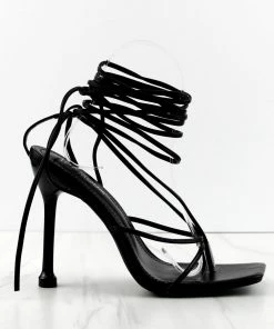 Top Moda Trick-1 Womens Strappy Stilletto Tie Up Sandals