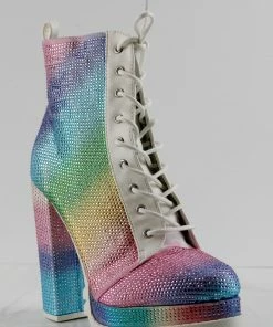 Wild Diva VIVIAN-15 Womans Heeled Studded Combat Boots