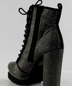 Wild Diva VIVIAN-15 Womans Heeled Studded Combat Boots