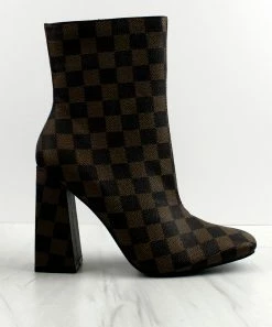 Cape Robin Women's Victory Womens Checkered Print Block Heel Ankle Boots 10 Cape Robin Women's Victory Womens Checkered Print Block Heel Ankle Boots