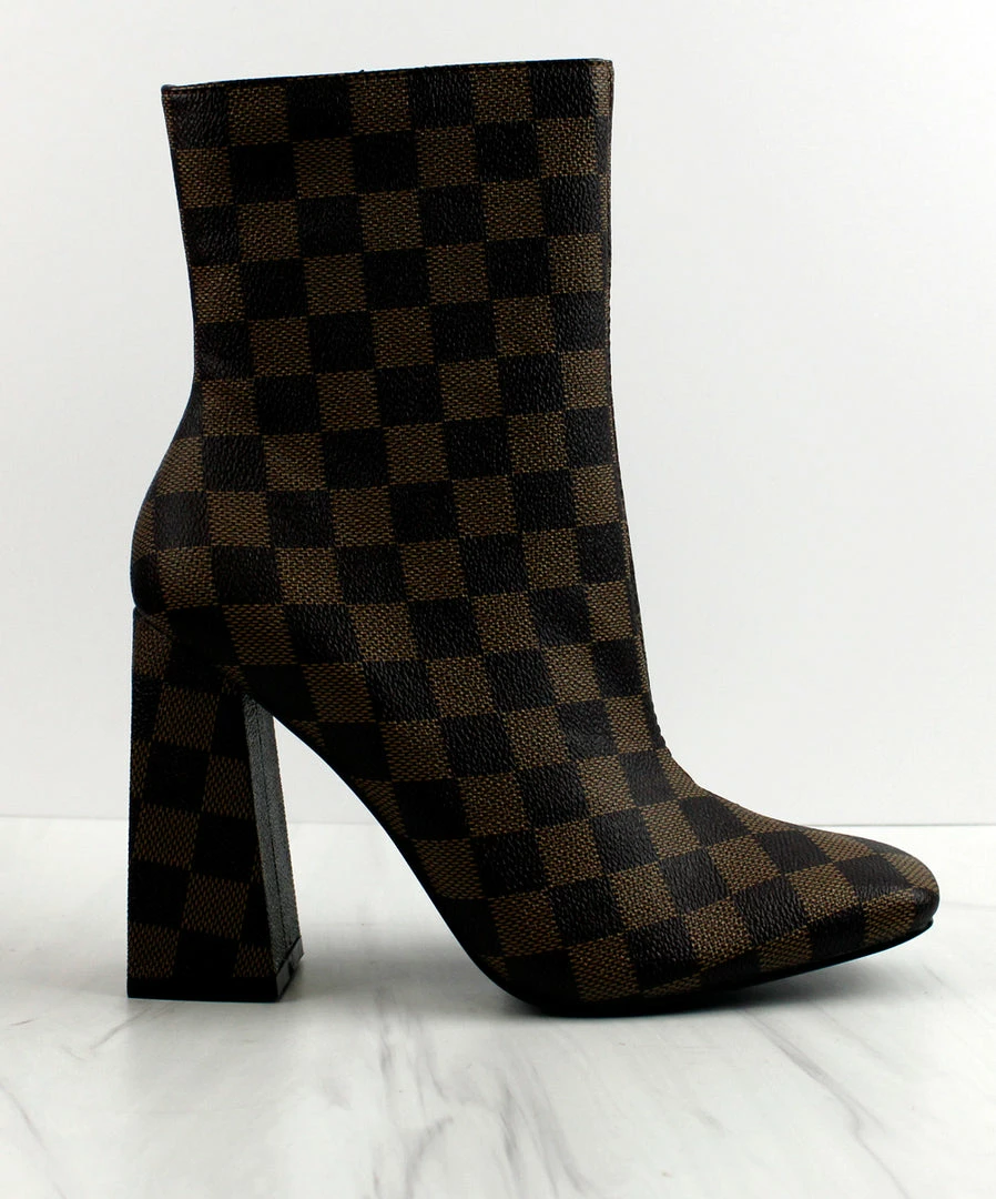 Cape Robin Women's Victory Womens Checkered Print Block Heel Ankle Boots 5 Cape Robin Women's Victory Womens Checkered Print Block Heel Ankle Boots