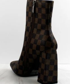 Cape Robin Women's Victory Womens Checkered Print Block Heel Ankle Boots 11 Cape Robin Women's Victory Womens Checkered Print Block Heel Ankle Boots