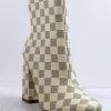 Cape Robin Women's Victory Womens Checkered Print Block Heel Ankle Boots