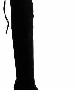 Forever Women's Weismann 01 Womens Almond Toe Thigh High Upper Tie Closure Heeled Boots