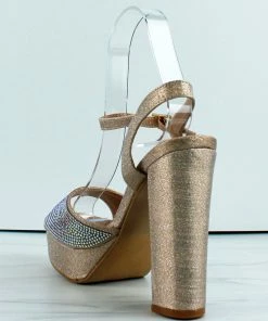 Forever Yula-30 Womens Platform Block Heel Rhinestone Sandals