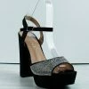 Forever Yula-30 Womens Platform Block Heel Rhinestone Sandals