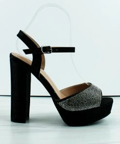 Forever Yula-30 Womens Platform Block Heel Rhinestone Sandals