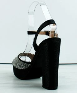 Forever Yula-30 Womens Platform Block Heel Rhinestone Sandals