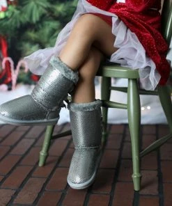 Link Ann 19K Little Girl's Bow Sequin Shearling Fur Boots