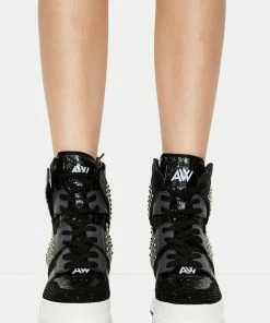 Anthony Wang Women's Quince 03 Womens Stud/Rhinestone High Top Platform Fashion Sneakers 9 Anthony Wang Women's Quince 03 Womens Stud/Rhinestone High Top Platform Fashion Sneakers