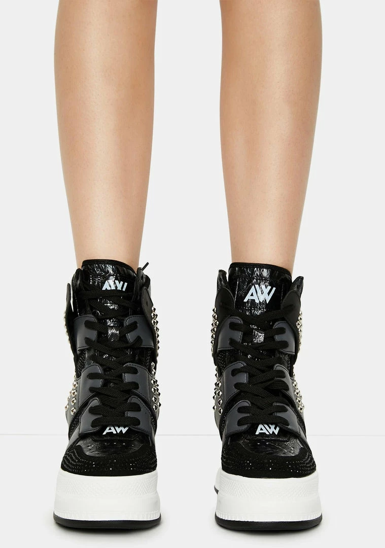 Anthony Wang Women's Quince 03 Womens Stud/Rhinestone High Top Platform Fashion Sneakers 3 Anthony Wang Women's Quince 03 Womens Stud/Rhinestone High Top Platform Fashion Sneakers