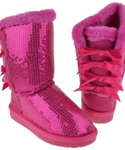 Link Ann 19K Little Girl's Bow Sequin Shearling Fur Boots