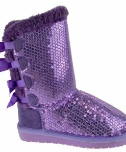 Link Ann 19K Little Girl's Bow Sequin Shearling Fur Boots