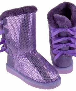 Link Ann 19K Little Girl's Bow Sequin Shearling Fur Boots