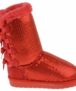 Link Ann 19K Little Girl's Bow Sequin Shearling Fur Boots