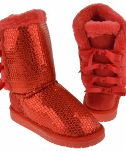 Link Ann 19K Little Girl's Bow Sequin Shearling Fur Boots