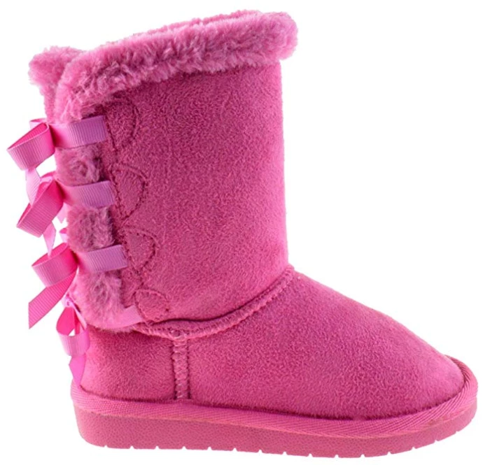 Link Ann 34K Girls Shearling Bowtie Fur Boots Girl's 6 Link Ann 34K Girls Shearling Bowtie Fur Boots Girl's