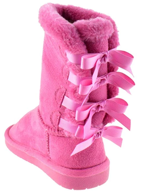 Link Ann 34K Girls Shearling Bowtie Fur Boots Girl's 5 Link Ann 34K Girls Shearling Bowtie Fur Boots Girl's