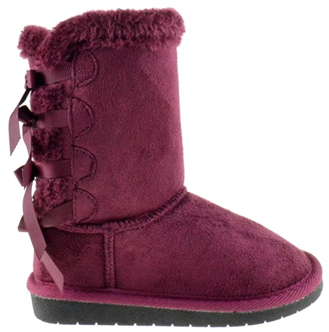 Link Ann 34K Girls Shearling Bowtie Fur Boots Girl's 3 Link Ann 34K Girls Shearling Bowtie Fur Boots Girl's