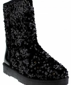 Forever Annie 42 Women's Sequined Mid Calf Shearling Slip On Boots