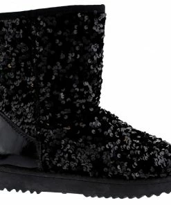 Forever Annie 42 Women's Sequined Mid Calf Shearling Slip On Boots