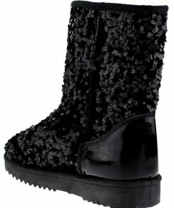Forever Annie 42 Women's Sequined Mid Calf Shearling Slip On Boots