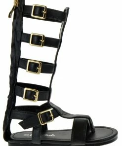 QQ Girls Ali-21-1 Baby Girls Gladiator Knee High Flat Sandals