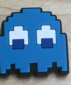 Blue Pacman Ghost Rubber Shoe Charms