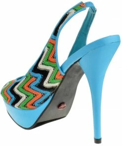 Promiseu DECO Womens Slingback Multi Color Peep Toe Stilleto Heel