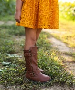 Link Mango 95K Little Girls Quilted Knee High Riding Zipper Boots Girl's