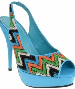 Promiseu DECO Womens Slingback Multi Color Peep Toe Stilleto Heel