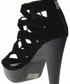 Top Moda Table 8 Womens Peep Toe High Heel Caged Lace Up Strappy Sandals Women's