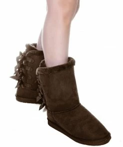 SBW Shoes Ann 34 Women's Faux Fur Bowtie Shearling Boot