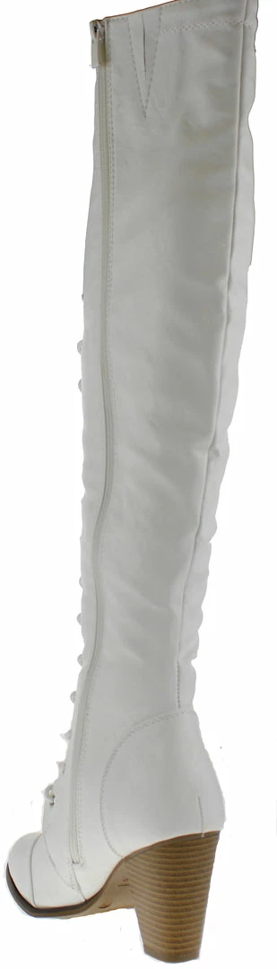 Forever Camila 48 Womens Lace Up Chunky Heel Thigh High Heeled Boots Women's 4 Forever Camila 48 Womens Lace Up Chunky Heel Thigh High Heeled Boots Women's