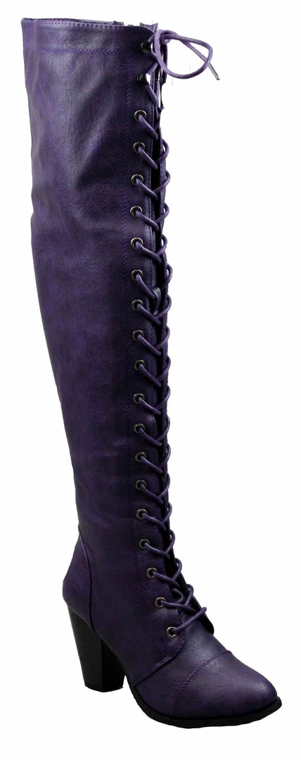Forever Camila 48 Womens Lace Up Chunky Heel Thigh High Heeled Boots Women's 10 Forever Camila 48 Womens Lace Up Chunky Heel Thigh High Heeled Boots Women's